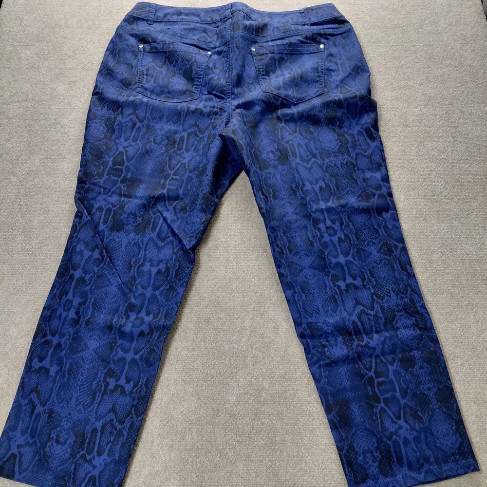Lane Bryant Size 22 Skinny Jeans Snake Print Purple Black Stretch Pants 42x29.5 - Picture 7 of 12